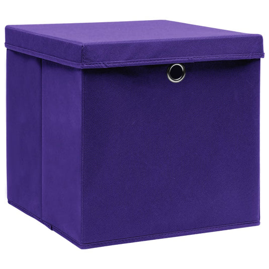 Vidaxl opbergboxen met deksel 4 st 32x32x32 cm stof paars