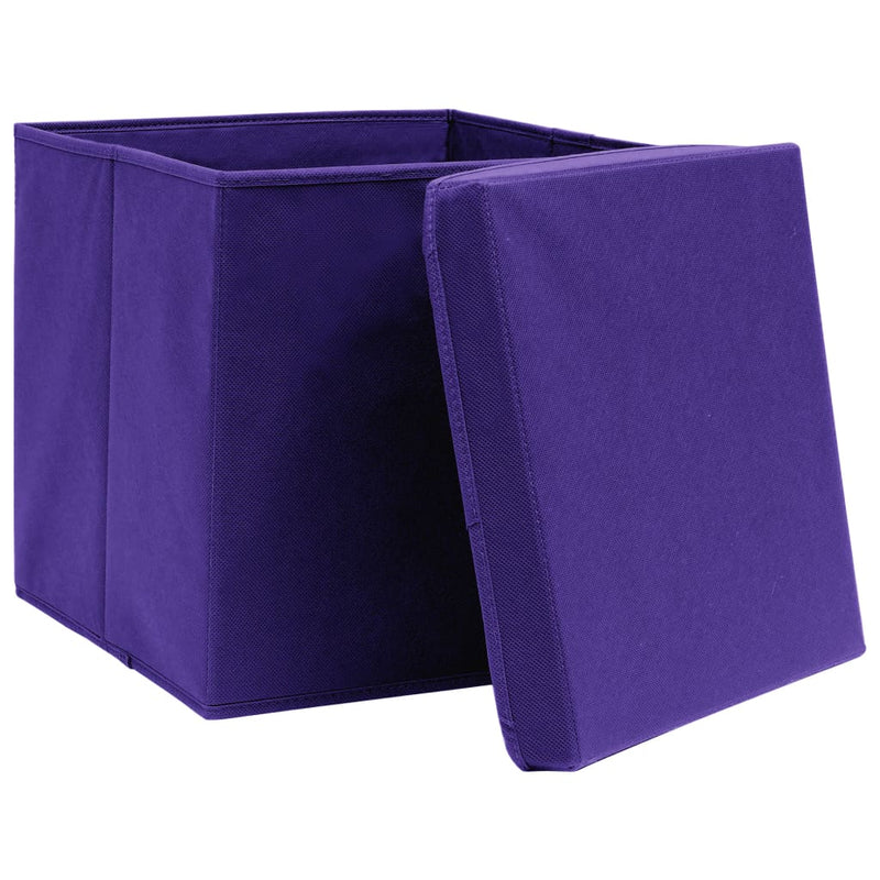 Load image into Gallery viewer, Vidaxl opbergboxen met deksel 4 st 32x32x32 cm stof paars

