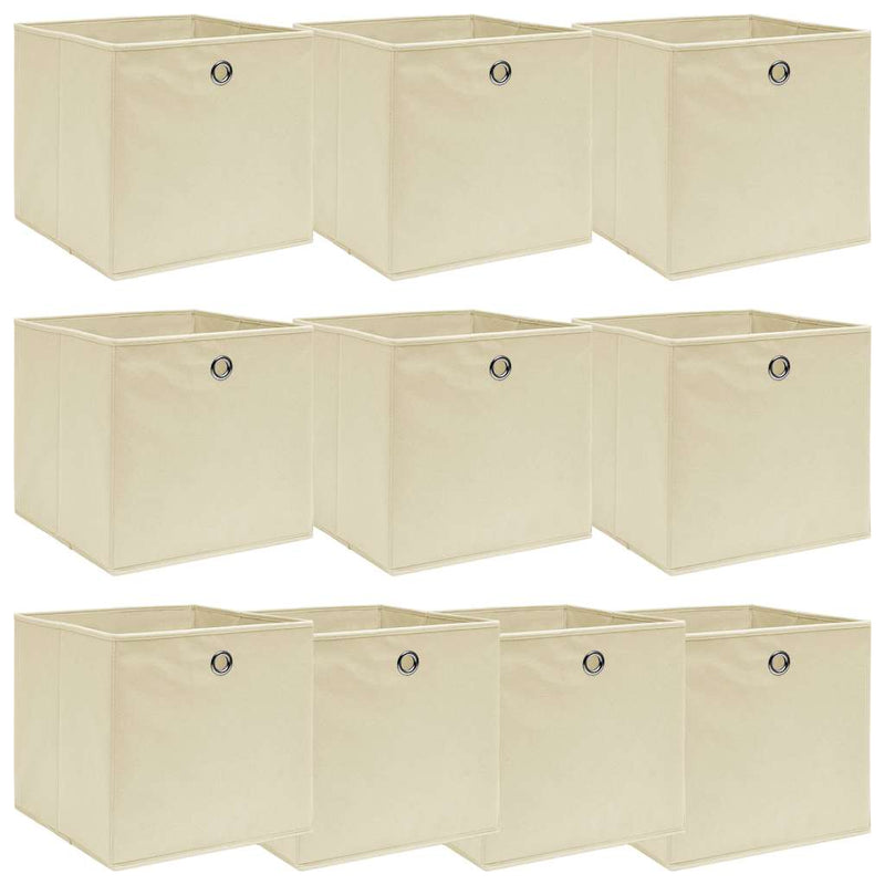 Load image into Gallery viewer, Vidaxl opbergboxen 10 st 32x32x32 cm stof crèmekleurig
