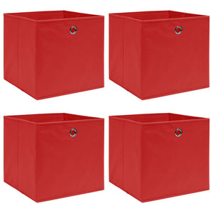 Vidaxl opbergboxen 4 st 32x32x32 cm stof rood