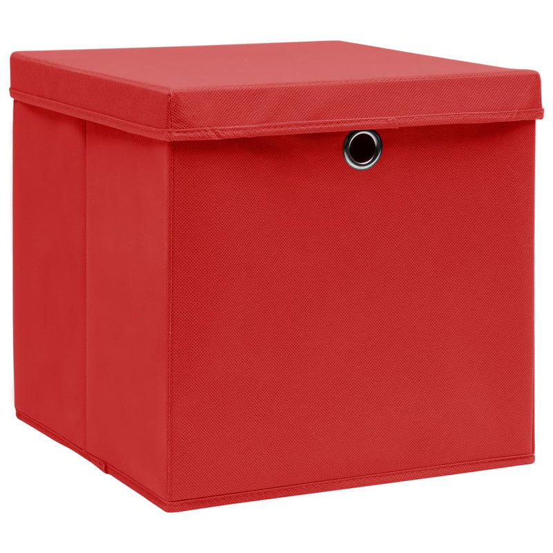 Load image into Gallery viewer, Vidaxl opbergboxen met deksel 4 st 32x32x32 cm stof rood
