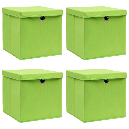 Vidaxl opbergboxen met deksel 4 st 32x32x32 cm stof groen