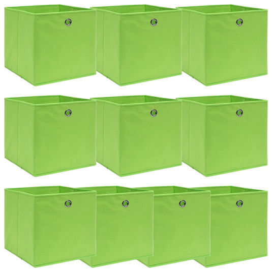 Vidaxl opbergboxen 10 st 32x32x32 cm stof groen