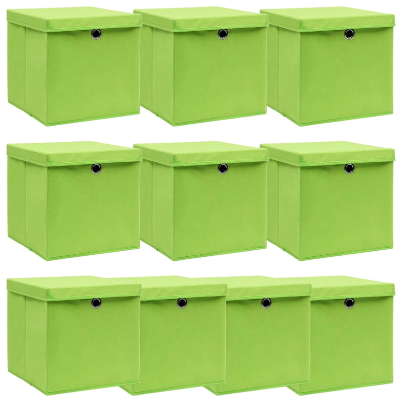 Load image into Gallery viewer, Vidaxl opbergboxen met deksel 10 st 32x32x32 cm stof paars
