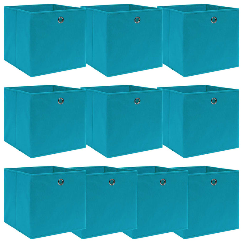 Load image into Gallery viewer, Vidaxl opbergboxen 10 st 32x32x32 cm stof babyblauw
