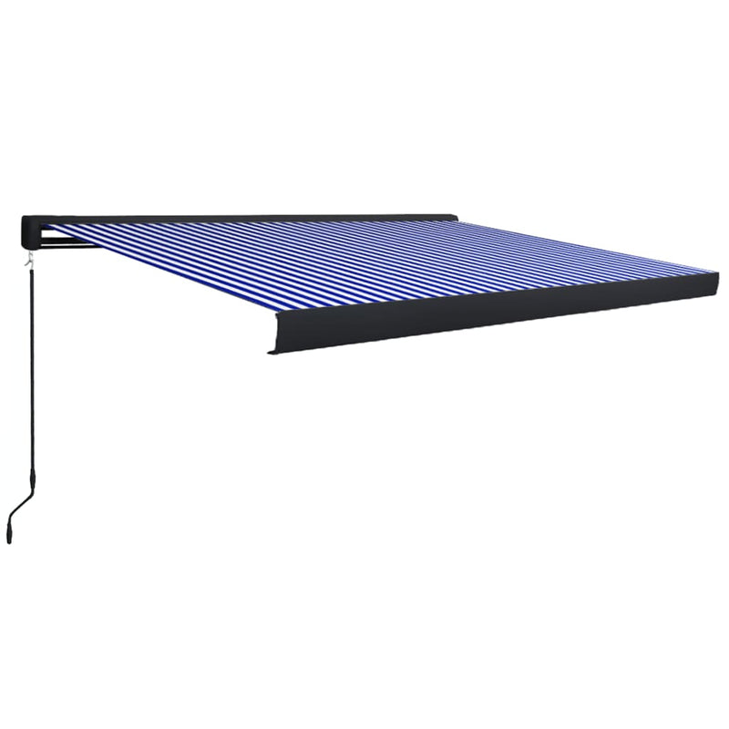 Load image into Gallery viewer, VidaXL Luifel handmatig 450x300 cm blauw en wit
