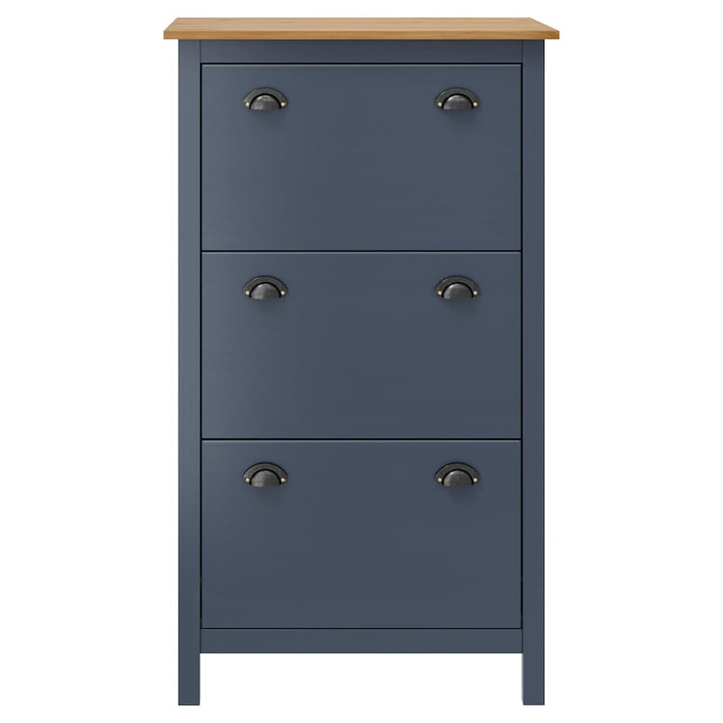 Load image into Gallery viewer, Vidaxl schoenenkast hill 72x35x124 cm massief grenenhout grijs
