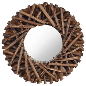 Vidaxl wandspiegel rond 40 cm teakhout
