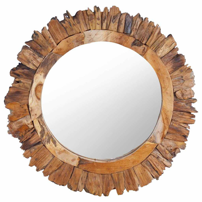 Load image into Gallery viewer, Vidaxl wandspiegel rond 60 cm teakhout
