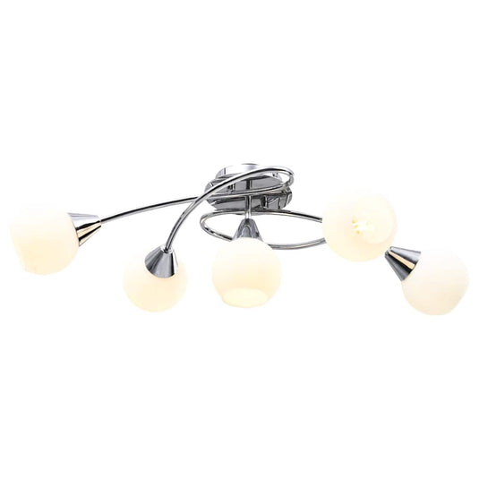 Vidaxl plafondlamp met keramieken bolvormige kappen voor 5xe14 wit