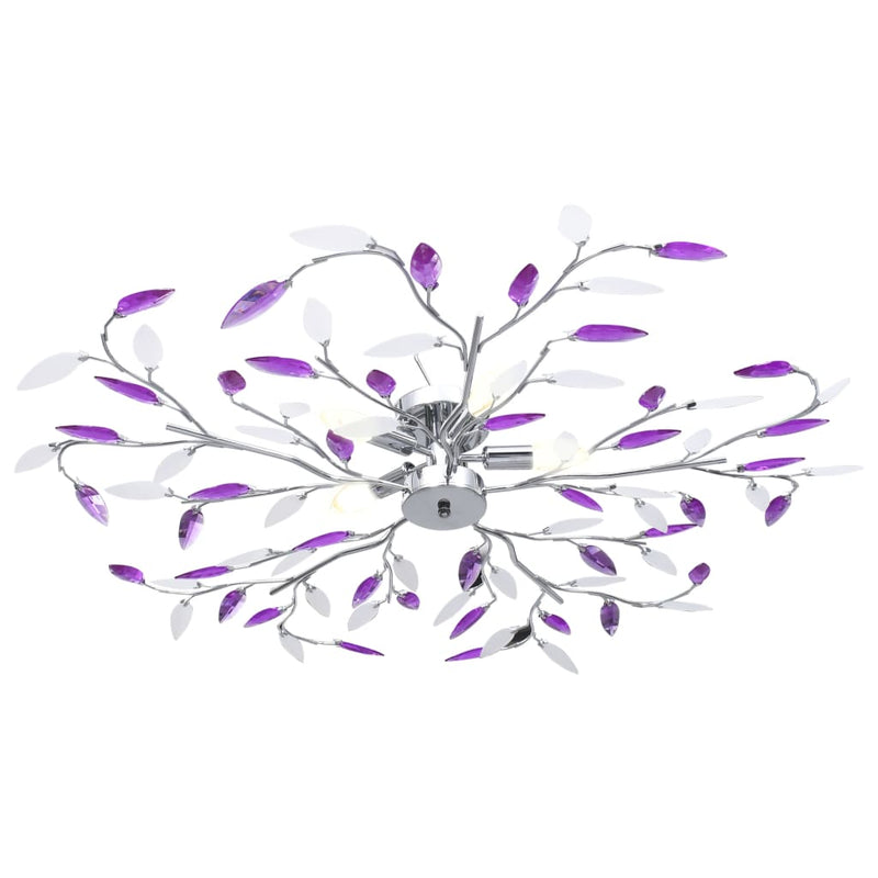 Load image into Gallery viewer, Vidaxl plafondlamp met acryl kristallen bladarmen voor 5xe14 paars

