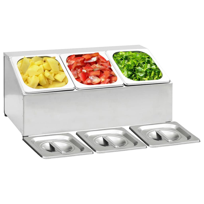 Load image into Gallery viewer, Vidaxl gastronormbakkenhouder met 3 gn 1 6 bakken roestvrij staal
