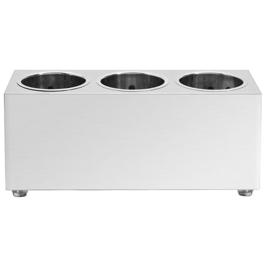 VidaXL Bestekhouder 3 vakken rechthoekig roestvrij staal