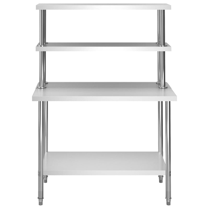 Load image into Gallery viewer, VidaXL Keukenwerktafel met bovenschap 120x60x150 cm roestvrij staal
