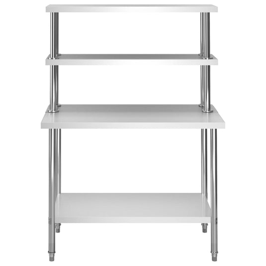 VidaXL Keukenwerktafel met bovenschap 120x60x150 cm roestvrij staal