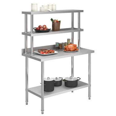 Vidaxl keukenwerktafel met bovenschap 120x60x150 cm roestvrij staal