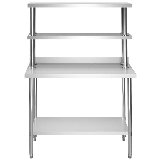 Vidaxl keukenwerktafel met bovenschap 120x60x150 cm roestvrij staal