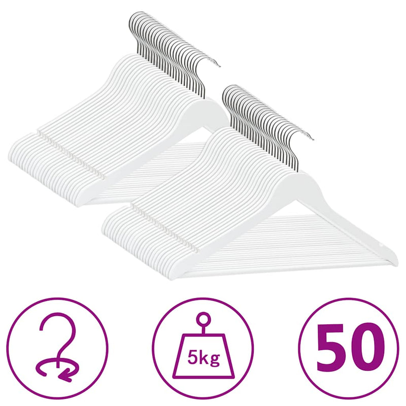 Load image into Gallery viewer, Vidaxl 50-delige kledinghangerset anti-slip hardhout wit
