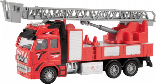 Metal brandweerwagen 1:38 rood 12cm