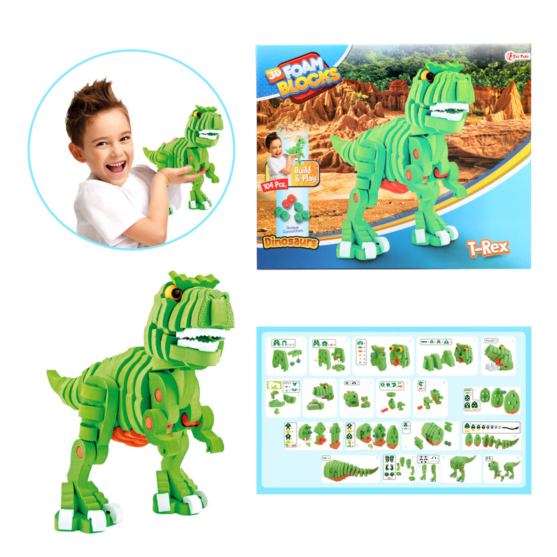 Load image into Gallery viewer, Toi-toys knutselpuzzel dinosaurus 25,8 cm groen 104-delig
