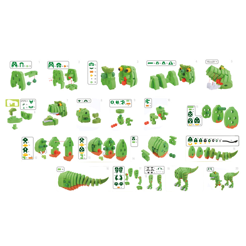 Load image into Gallery viewer, Toi-toys knutselpuzzel dinosaurus 25,8 cm groen 104-delig
