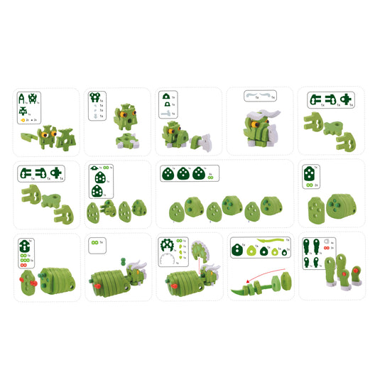 Toi-toys knutselpuzzel tricera junior 25,8 cm groen 59-delig