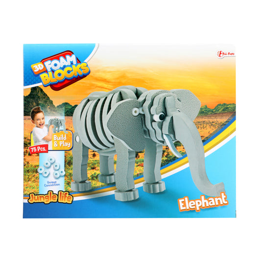 Toi-toys 3d puzzel olifant junior 31,5 cm foam grijs 75-delig
