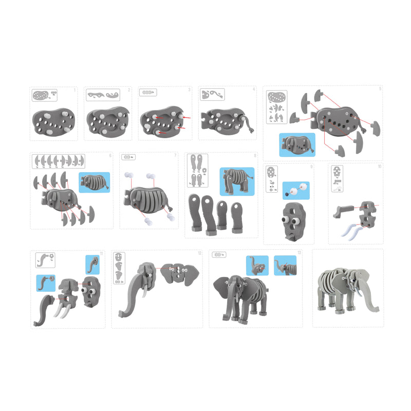 Load image into Gallery viewer, Toi-toys 3d puzzel olifant junior 31,5 cm foam grijs 75-delig
