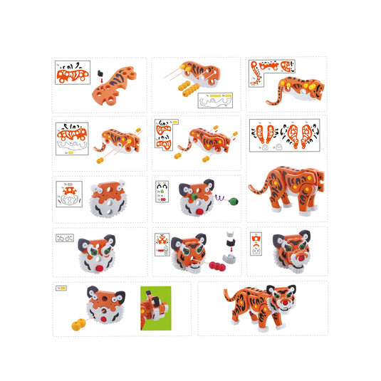 Toi-toys 3d puzzel tijger junior 31,5 cm foam oranje 121-delig