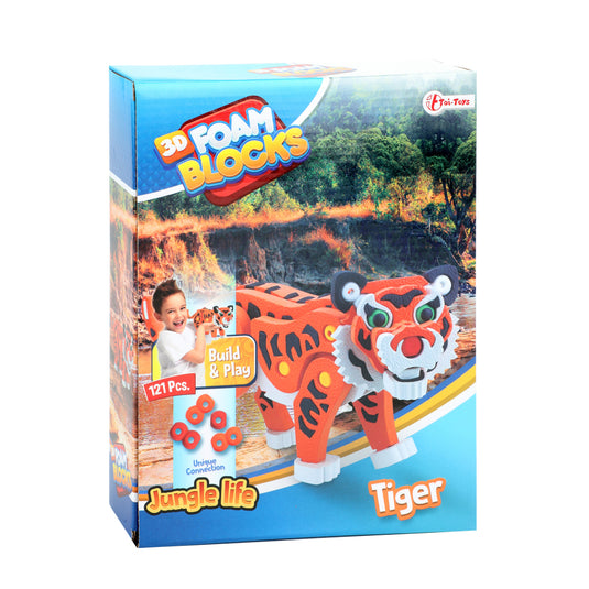 Toi-toys 3d puzzel tijger junior 31,5 cm foam oranje 121-delig