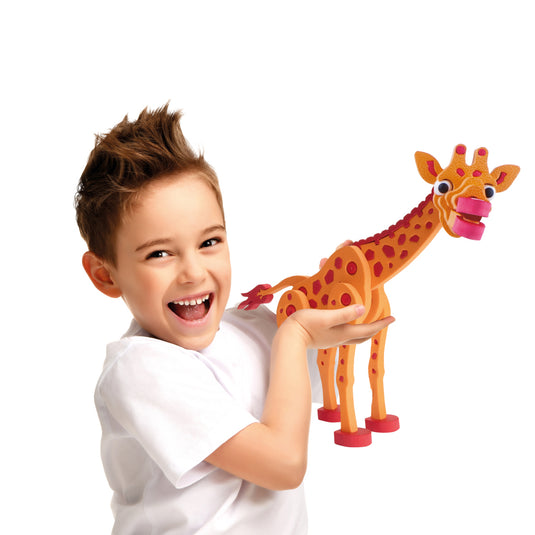 Toi-toys 3d puzzel giraffe junior 31,5 cm foam oranje 104-delig