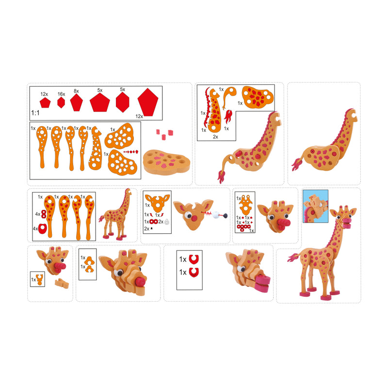 Load image into Gallery viewer, Toi-toys 3d puzzel giraffe junior 31,5 cm foam oranje 104-delig
