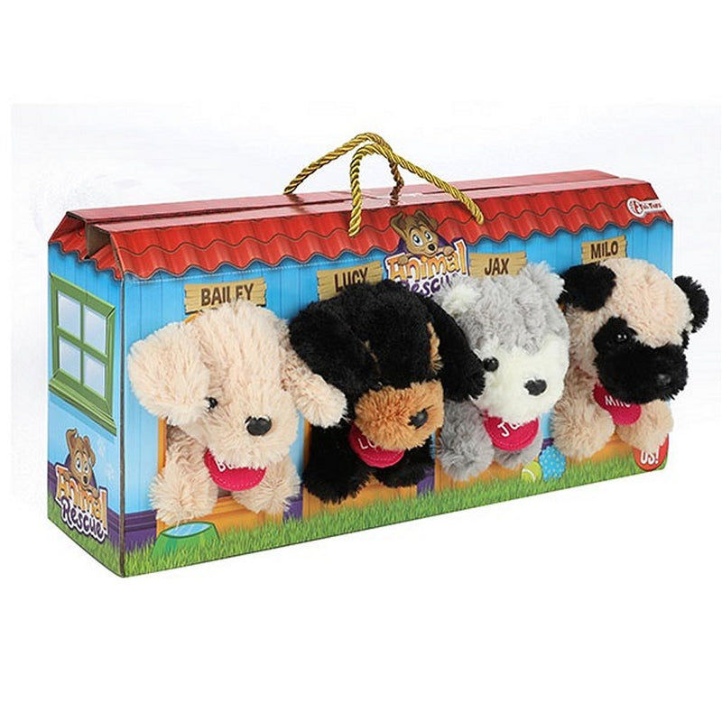 Load image into Gallery viewer, Toi-toys pluchen hondjes in hondenhok koffer 4 stuks
