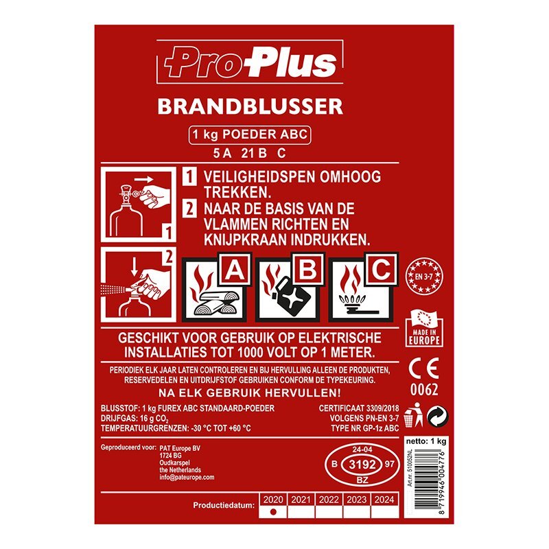 Load image into Gallery viewer, Proplus brandblusser 1kg abc poeder nl geschikt voor auto, boot en caravan
