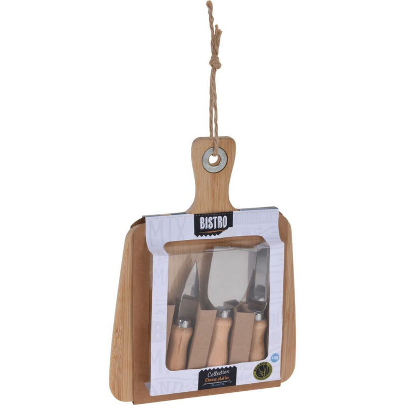 Load image into Gallery viewer, Excellent houseware bistro bamboe kaasplank set 4-delig
