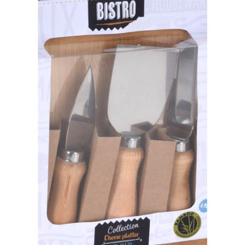Load image into Gallery viewer, Excellent houseware bistro bamboe kaasplank set 4-delig
