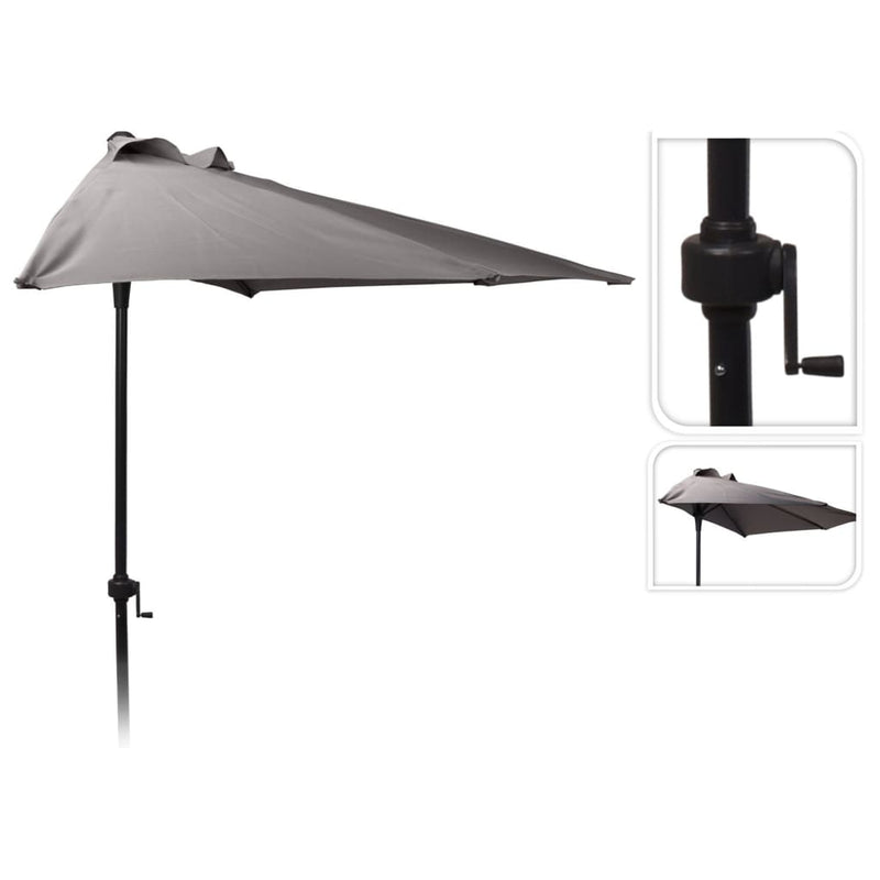 Load image into Gallery viewer, ProGarden ProGarden Parasol halfrond 250 cm houtskoolkleurig
