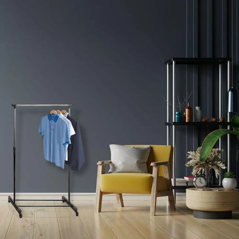 Afbeelding laden in galerijviewer, Storage solutions Storage solutions Kledingrek met wielen enkele stang 80x42x(90-165) cm
