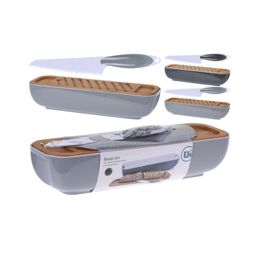 Excellent houseware broodtrommel + houten snijplank en mes assorti