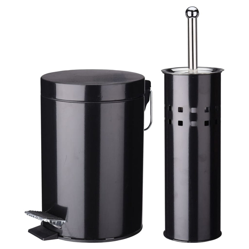 Afbeelding laden in galerijviewer, Excellent Houseware Houseware 2-delige Badkamerset roestvrij staal zwart
