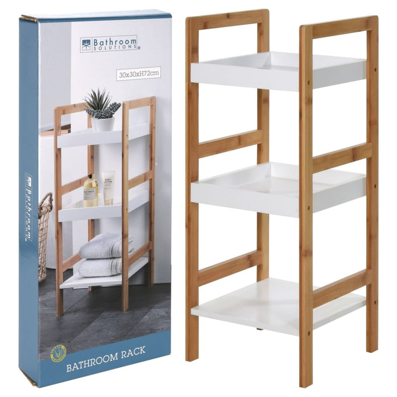 Load image into Gallery viewer, Bathroom Solutions Bathroom Solutions Opbergrek met 3 schappen MDF en bamboe
