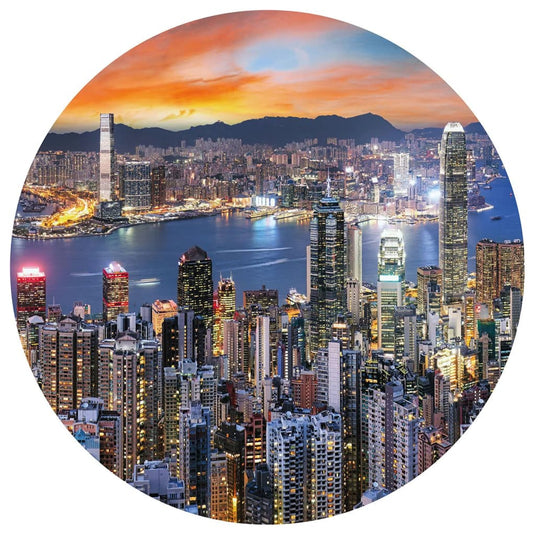 Wallart behangcirkel skyline by night 190 cm