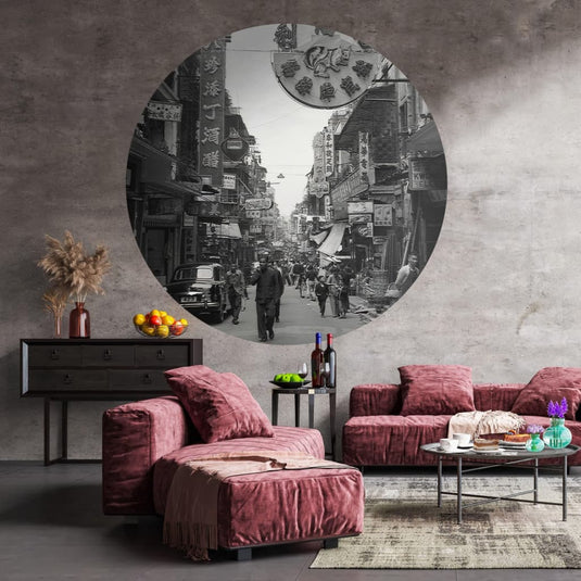 Wallart behangcirkel hong kong the old days 190 cm