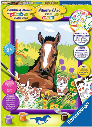 Ravensburger schilderen op nummer paard en kittens