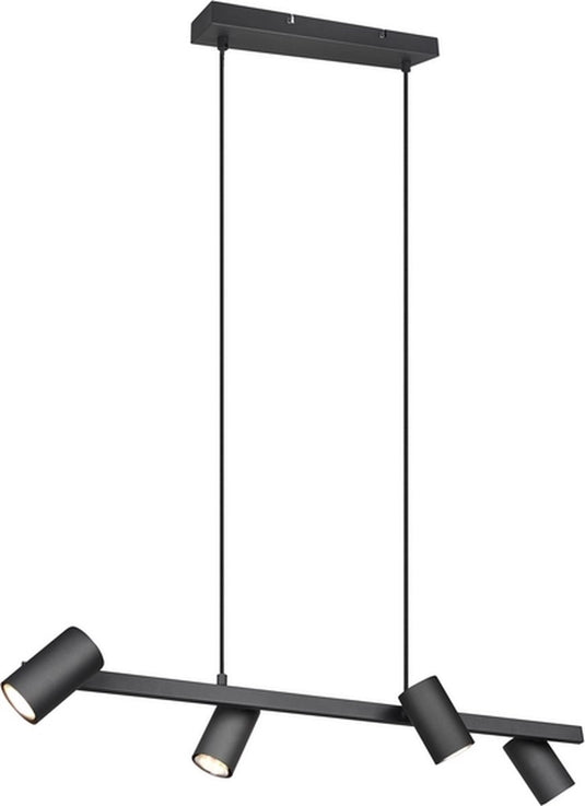 Trio marley - hanglamp - zwart mat - excl. 4x gu10 4,9 w - plafondbevestiging - in hoogte verstelbaar