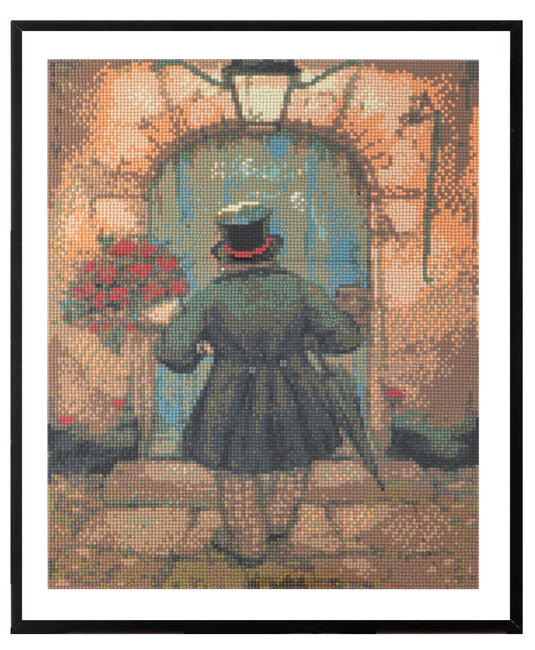 Grafix diamond painting anton pieck man met rozen 40x50cm