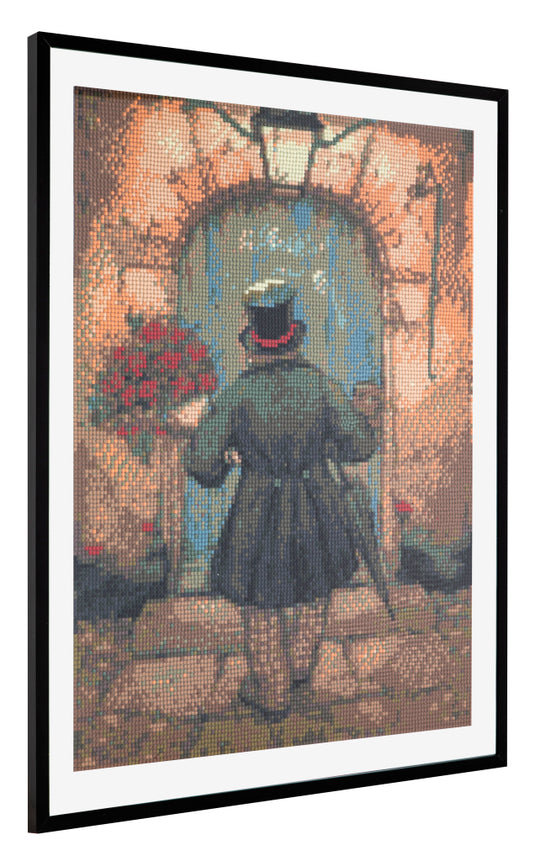 Grafix diamond painting anton pieck man met rozen 40x50cm