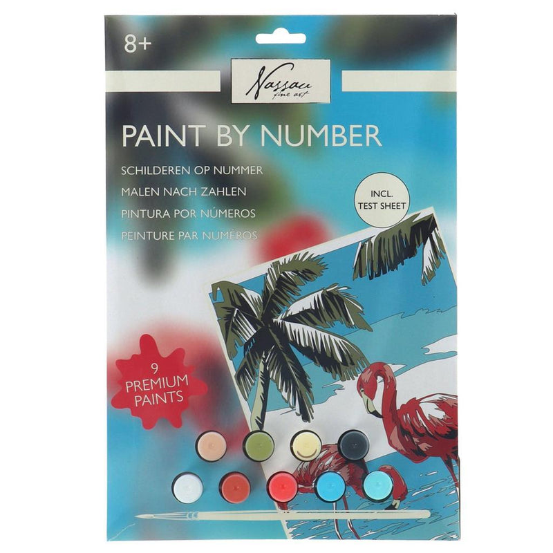 Load image into Gallery viewer, Nassau fine art nassau schilderen op nummer flamingo - incl. 9 verfpotjes en penseel
