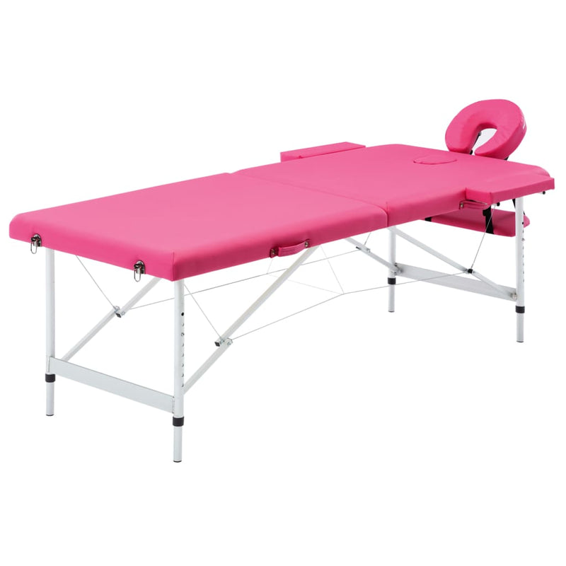 Load image into Gallery viewer, Vidaxl massagetafel inklapbaar 2 zones aluminum roze
