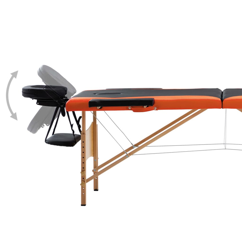 Load image into Gallery viewer, Vidaxl massagetafel inklapbaar 2 zones hout zwart en oranje
